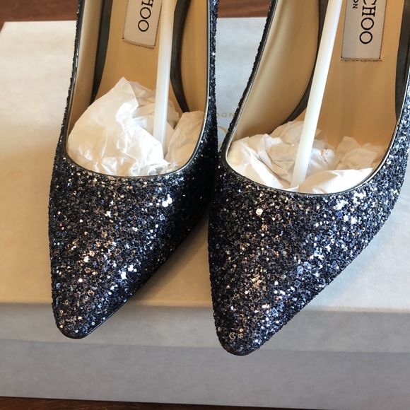 Jimmy Choo Silver Glitter Pointed Toe Pumps 100mm Size 38 New With Box - Picture 6 of 7